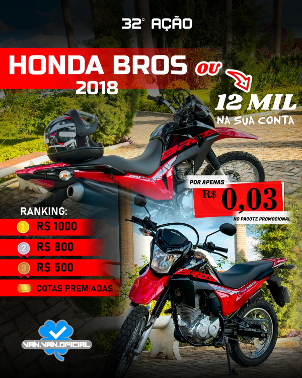 32º Ação Honda Bros 2018 ou 12 mil 